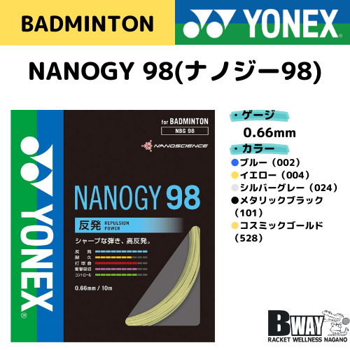YONEX ガット NANOGY98（ナノジー98） – BWAY長野WEB SHOP